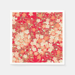 Red Gold Japanisch Kimono Blumenpapier Serviette