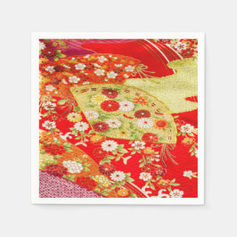 Red Gold Japanisch Kimono Blumenpapier Serviette