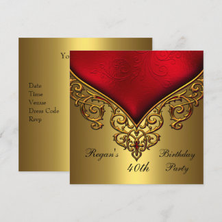 Red Gold Jewel 40. Elegante Geburtstagsparty Einladung