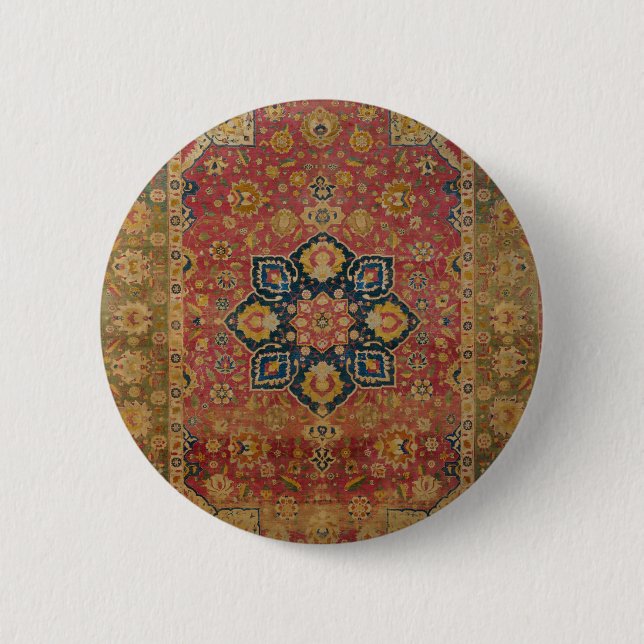 Red Gold Kashan Tepet Rug Persian Asian Button (Vorderseite)