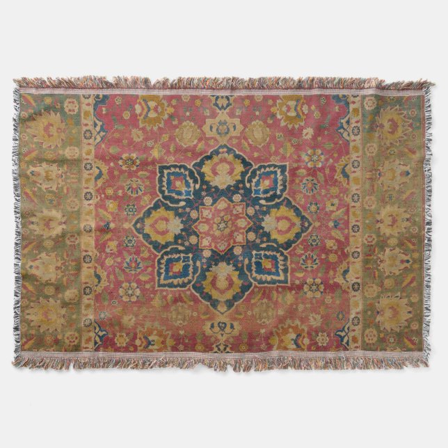Red Gold Kashan Tepet Rug Persian Asian Decke (Vorderseite)