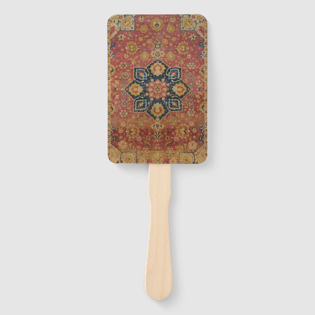 Red Gold Kashan Tepet Rug Persian Asian Fächer (Vorderseite)