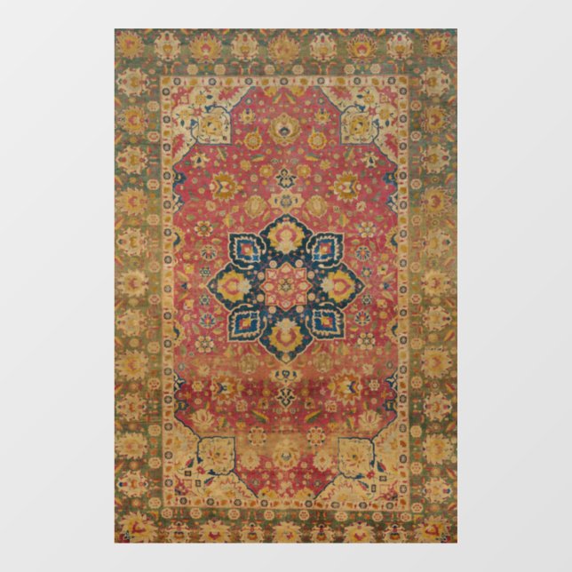 Red Gold Kashan Tepet Rug Persian Asian Fensteraufkleber (Blatt)