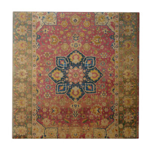 Red Gold Kashan Tepet Rug Persian Asian Fliese