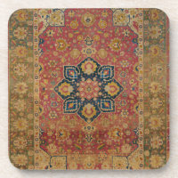 Red Gold Kashan Tepet Rug Persian Asian