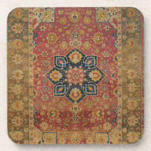 Red Gold Kashan Tepet Rug Persian Asian Getränkeuntersetzer