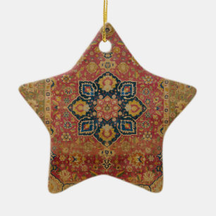 Red Gold Kashan Tepet Rug Persian Asian Keramik Ornament