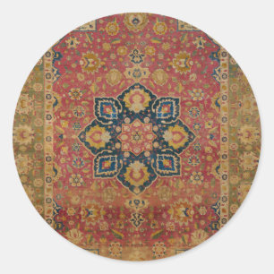 Red Gold Kashan Tepet Rug Persian Asian Runder Aufkleber
