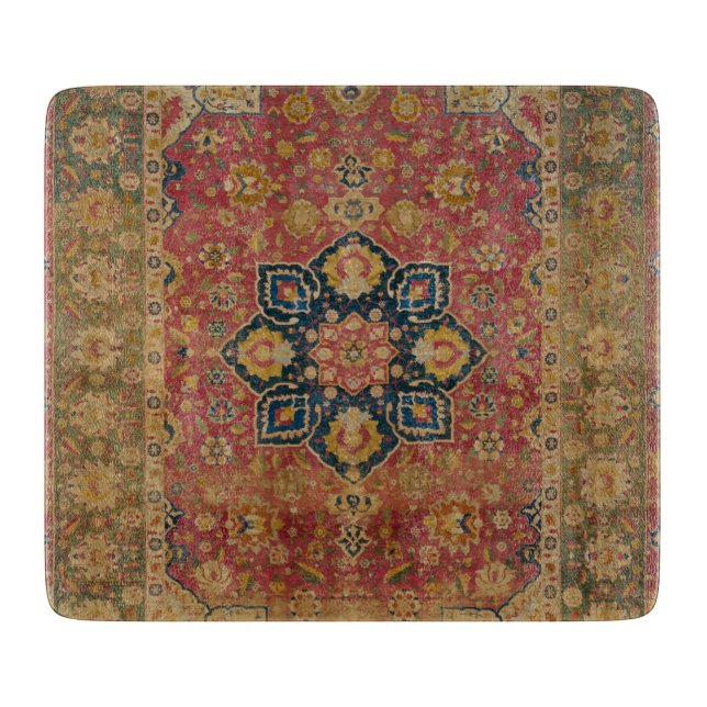 Red Gold Kashan Tepet Rug Persian Asian Schneidebrett (Vorderseite)