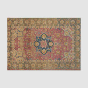 Red Gold Kashan Tepet Rug Persian Asian Seidenpapier