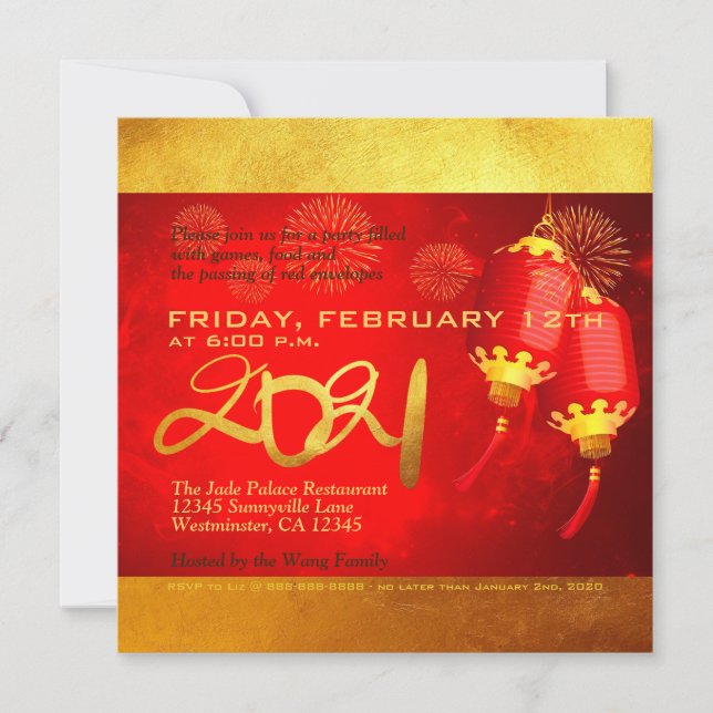 Red Gold Lanterns Chinese Ox Papier-Schnitt 2021 P (Vorderseite)