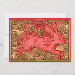 Red Gold Lanterns Rabbit 2023 Chinesisches Neujahr Feiertagskarte