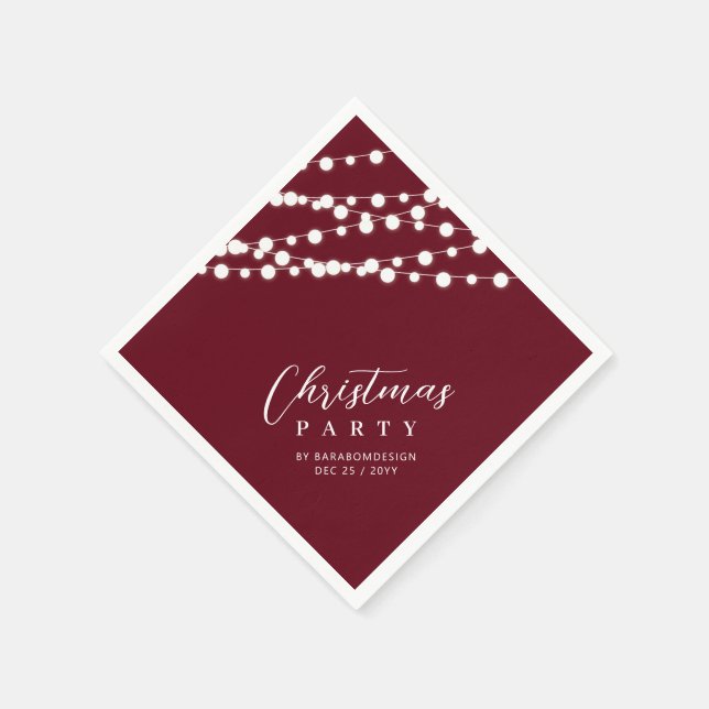 Red & Gold Lights Merry Christmas Holiday Party Serviette (Ecke)