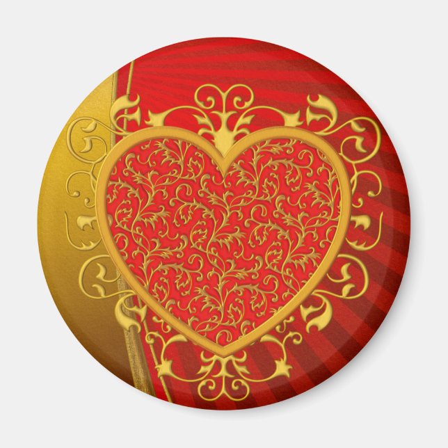Red Gold Lilie Heart Magnet (Vorne)