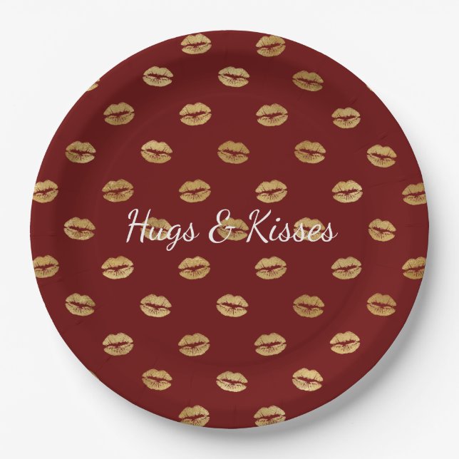 Red Gold Lips Pappteller (Vorderseite)
