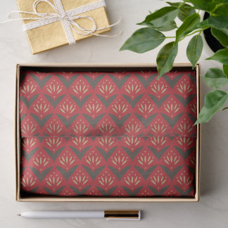 Red gold lotus vintage ethnic pattern seidenpapier