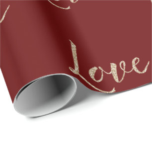 Red Gold Luxe Glitzer Liebe Geschenkpapier