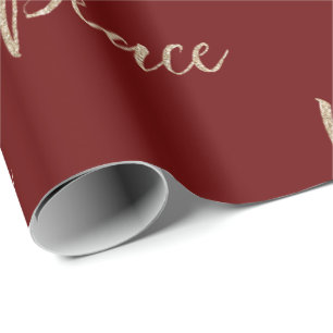 Red Gold Luxe Glitzer Peace Geschenkpapier