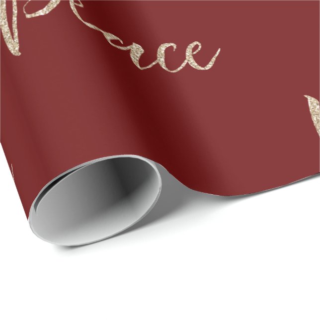 Red Gold Luxe Glitzer Peace Geschenkpapier (Rolleneckpunkt)