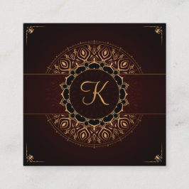 Red Gold Mandala Elegant Yoga Instructor Quadratische Visitenkarte