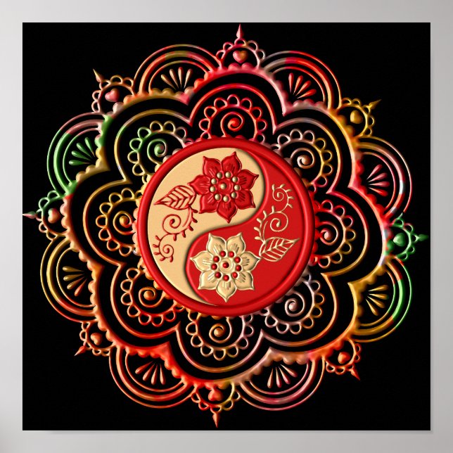 Red & Gold Mandala Poster (Vorne)