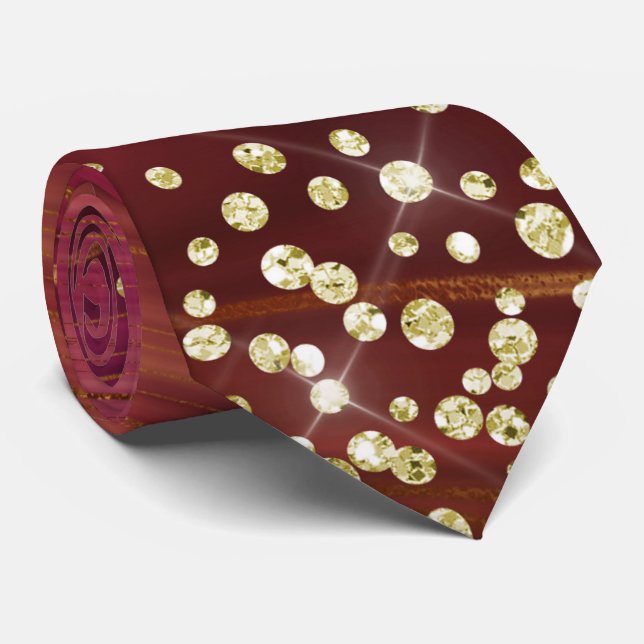 Red & Gold Marble Glitzer Necktie Krawatte (Gerollt)