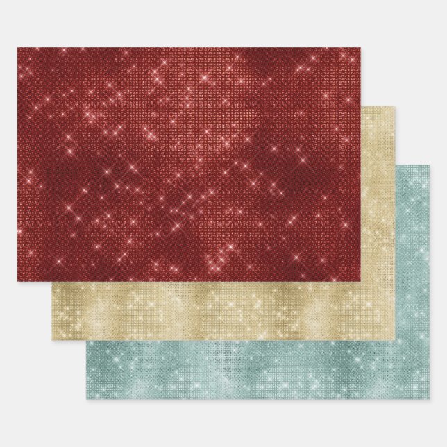 Red Gold Mint Sparkle Geschenkpapier Set (Set)