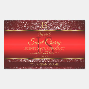 Red Gold mit Glitzer Stars Initial Product Label Rechteckiger Aufkleber