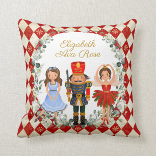 Red Gold Nutcracker Holiday Leafy Wreath Kinderzim Kissen