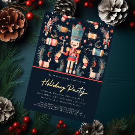 Red & Gold Nutcracker Navy Weihnachts-Party Einladung