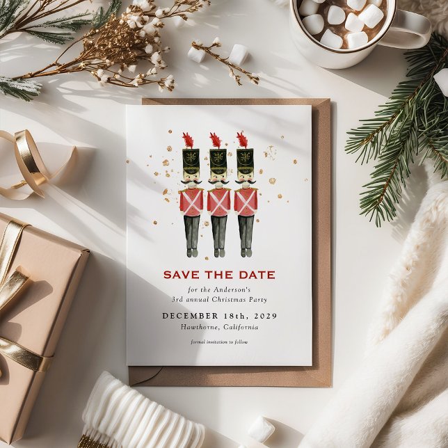 Red & Gold Nutcracker Weihnachten Save the Date (Von Creator hochgeladen)