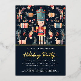 Red & Gold Nutcracker Weihnachts-Party Einladung