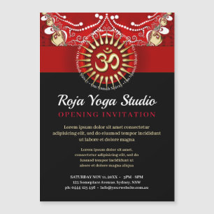 Red Gold OM Black Yoga New Age Workshop Magneteinladung