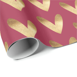 Red Gold Ombre Heart Geschenkpapier