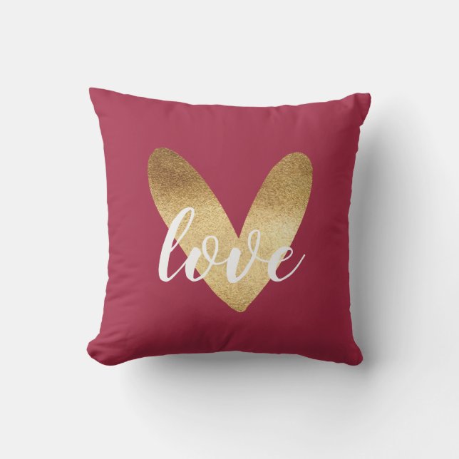 Red Gold Ombre Heart Kissen (Vorderseite)