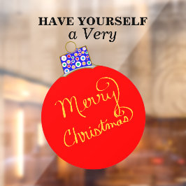 Red Gold Ornament Ball Frohe Weihnachten Fensteraufkleber