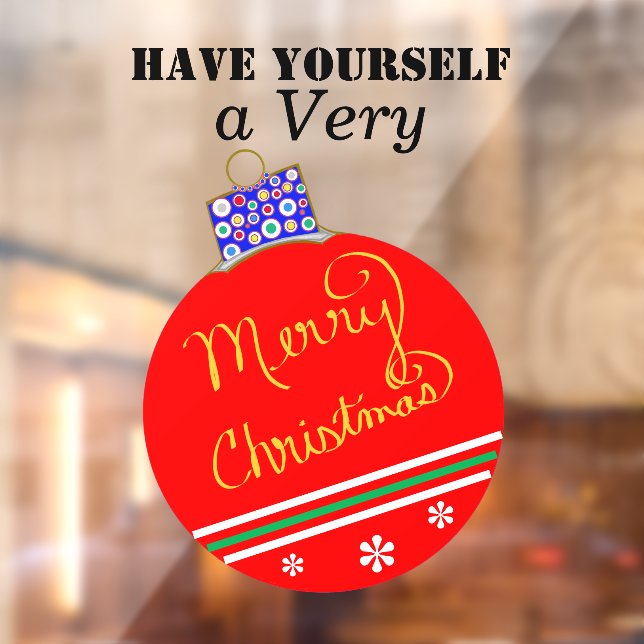 Red Gold Ornament Ball Frohe Weihnachtsmarken Fensteraufkleber (Blatt 2)