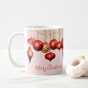 Red Gold Ornaments Frohe Weihnachten Kaffeetasse