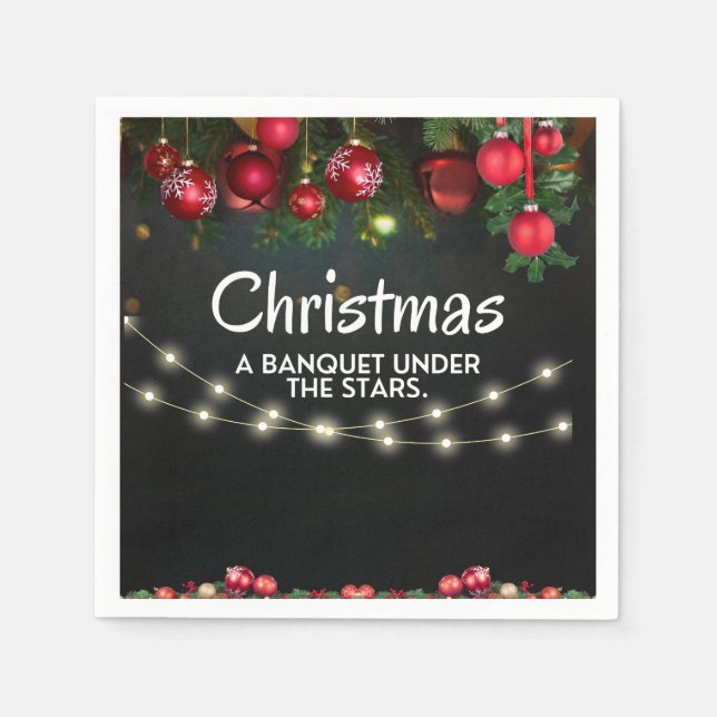 RED Gold Ornaments Frohe Weihnachten Serviette (Vorderseite)