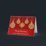 Red Gold Ornaments Grandson Frohe Weihnachten Karte<br><div class="desc">Frohe Weihnachten für Enkelkarte in modernem Rot mit goldenen Weihnachtsschmuck im Glitzer.</div>