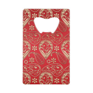 Red Gold Paisley Bandana Muster Geldbeutel Flaschenöffner