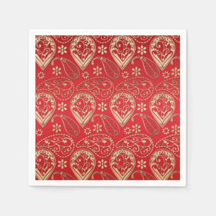 Red Gold Paisley Bandana Muster Serviette