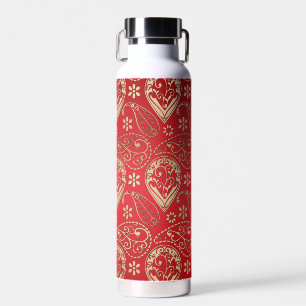Red Gold Paisley Bandana Muster Trinkflasche