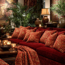 Red & Gold Paisley Pillows - Customizable Kissen