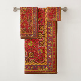 Red & Gold Persian Rug Badhandtuch Set