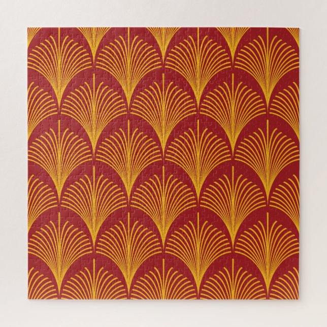 Red Gold Pfau: Art Deco. Puzzle (Vertikal)