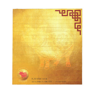 Red Gold Pig Papercut Chinesisches Neujahr 2019 An Notizblock