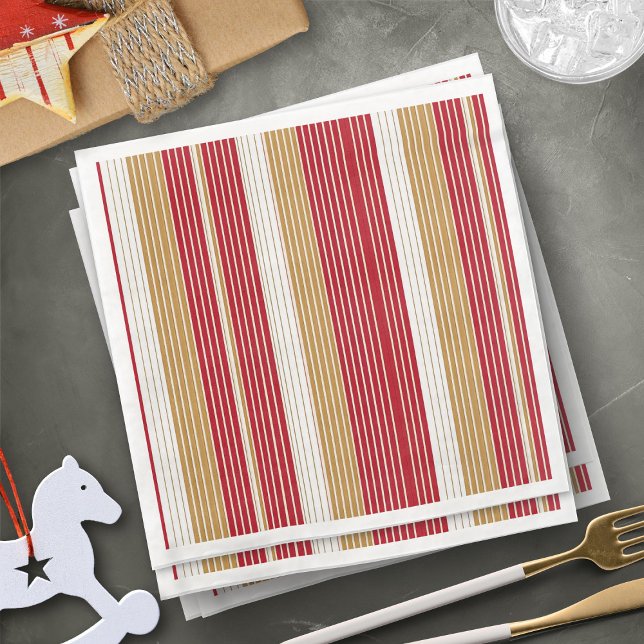Red Gold Pinstripe Weihnachtsmuster#28 ID1009 Serviette (Von Creator hochgeladen)