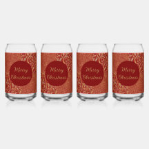 Red Gold Pixels and Flowers, Gold Merry Christmas