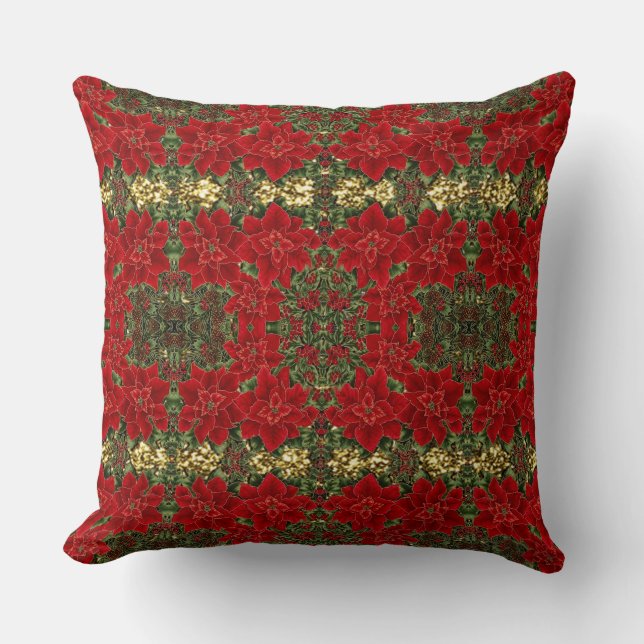 Red & Gold Poinsettia Pattern Kissen (Vorderseite)